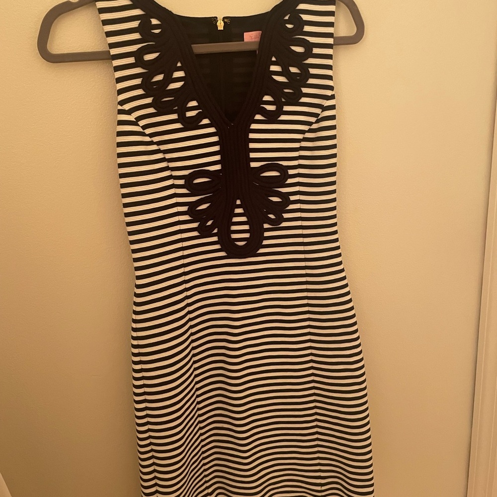 Lilly Pulitzer blue and white striped dress